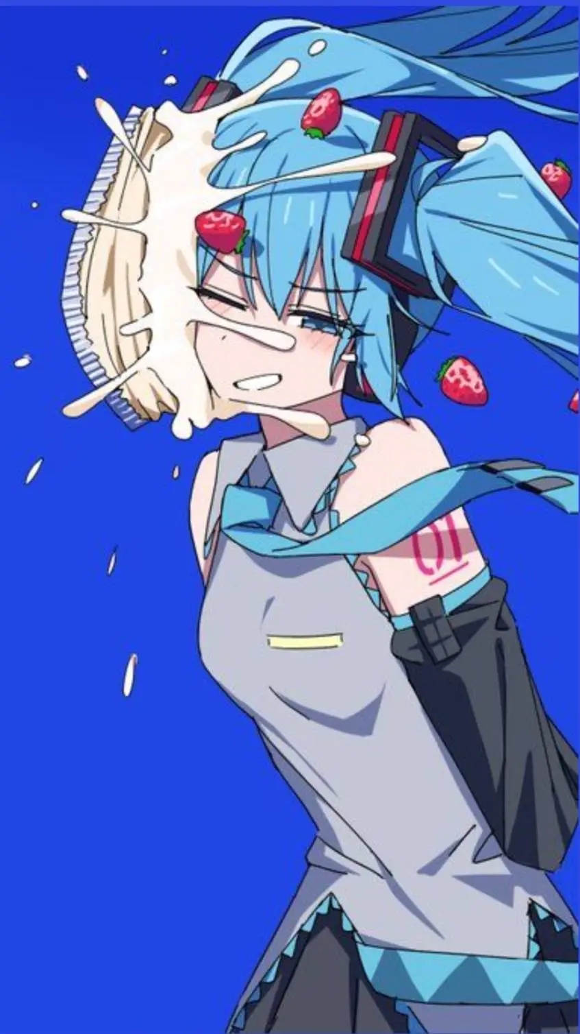 ai character: Miku got pie'd background