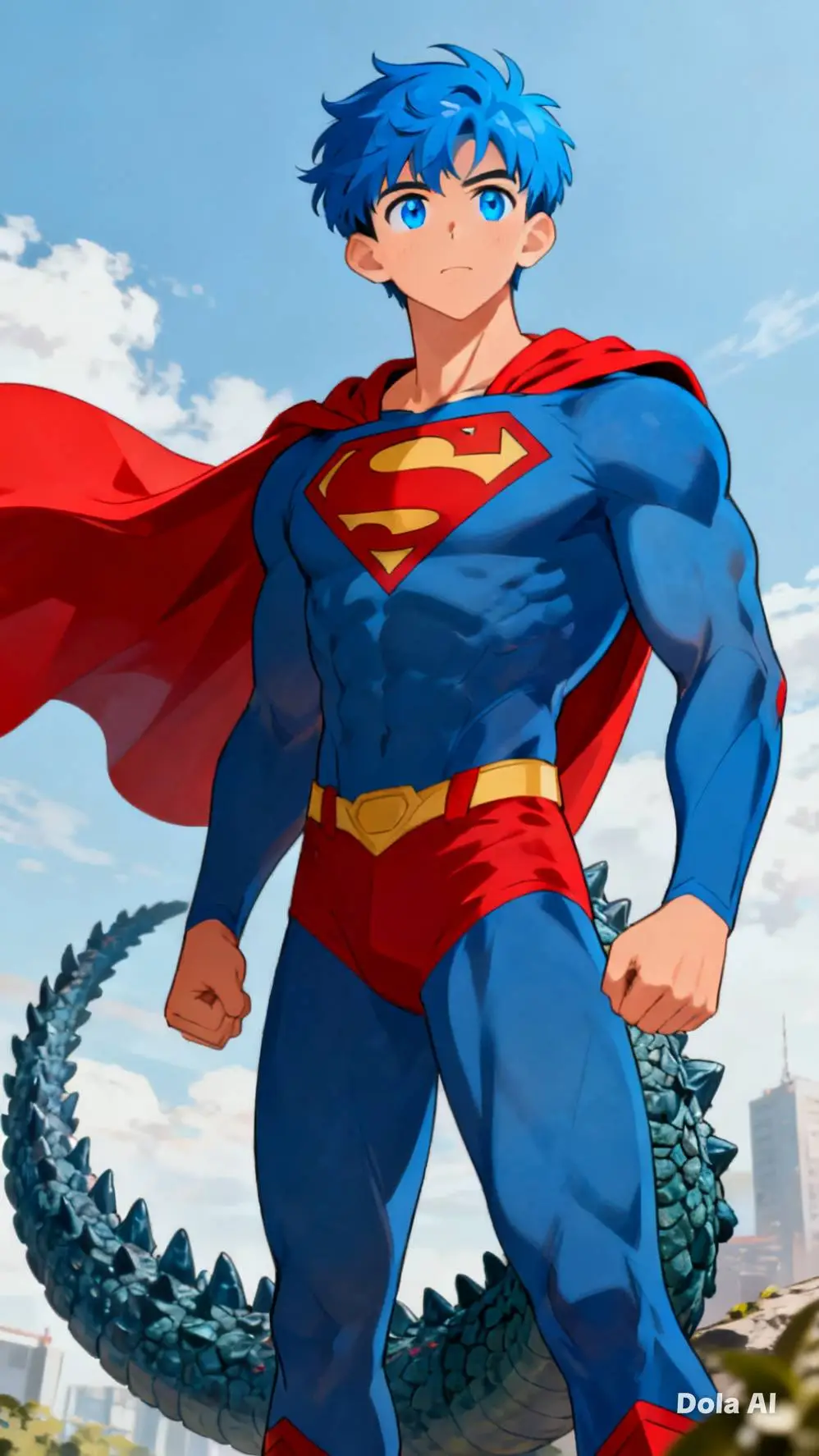 ai character: Godzilla  background