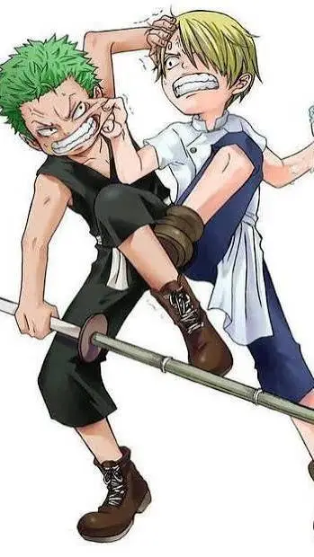 ai character: Zoro,Sanji kid   background