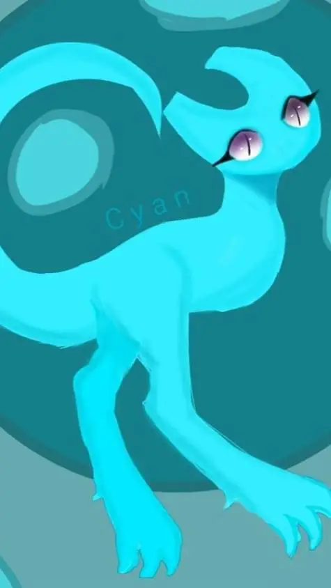 ai character: Cyan background