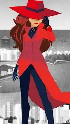 ai character: Carmen Sandiego  background