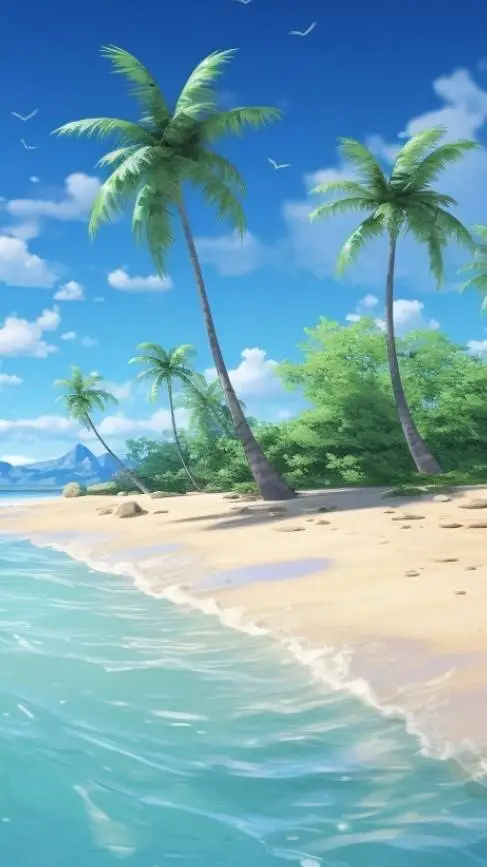 ai character: LOV beach trip background