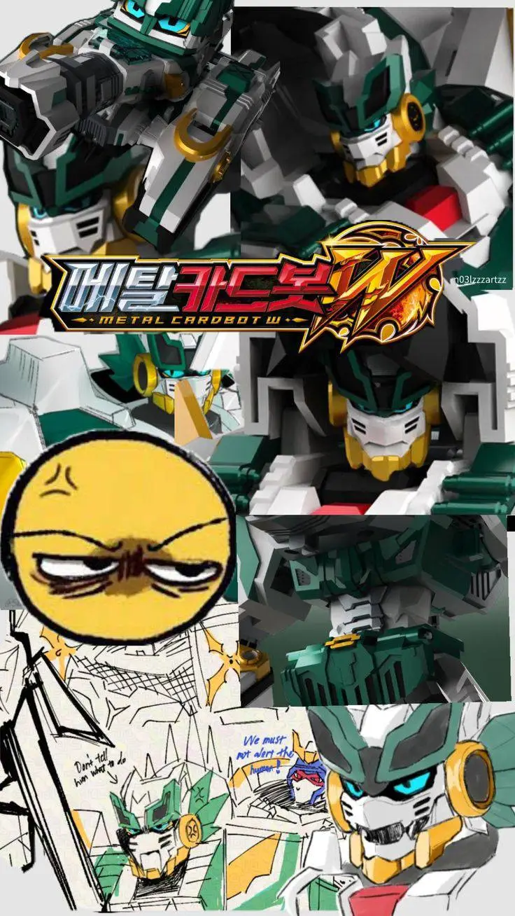 ai character: metal cardbor W background