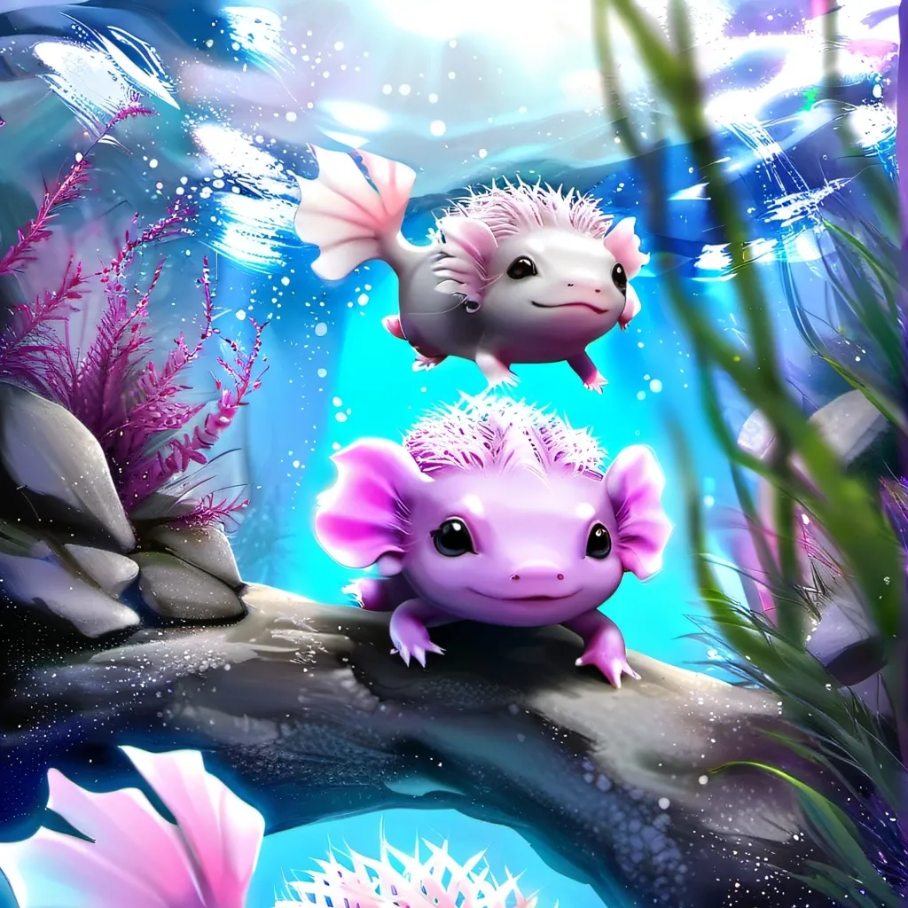 chat with ai character: swim with axolotls