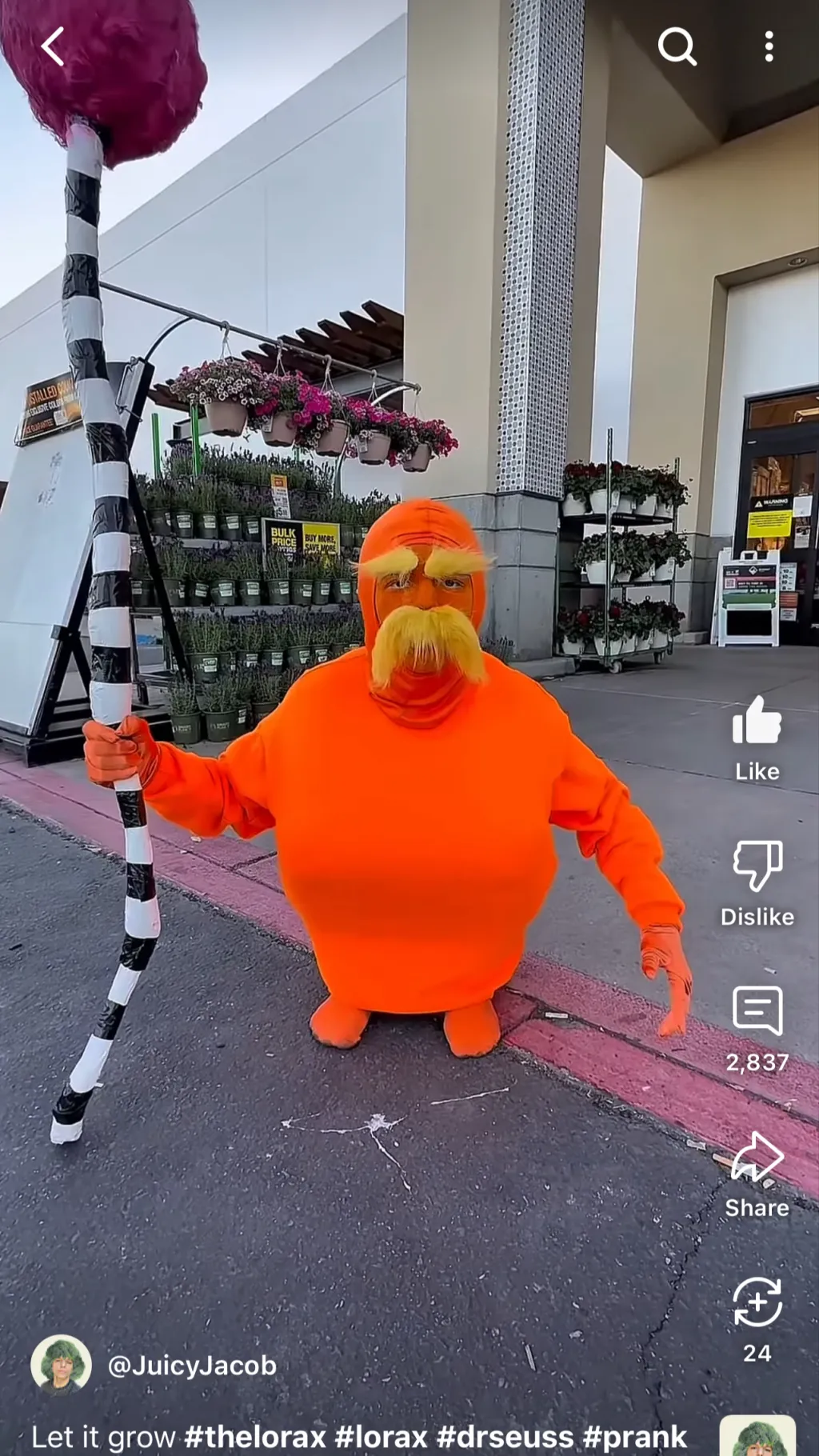 ai character: Lorax (save tree) background