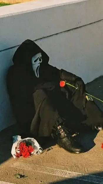 ai character: Ghostface🍷🖤?(sad)  background