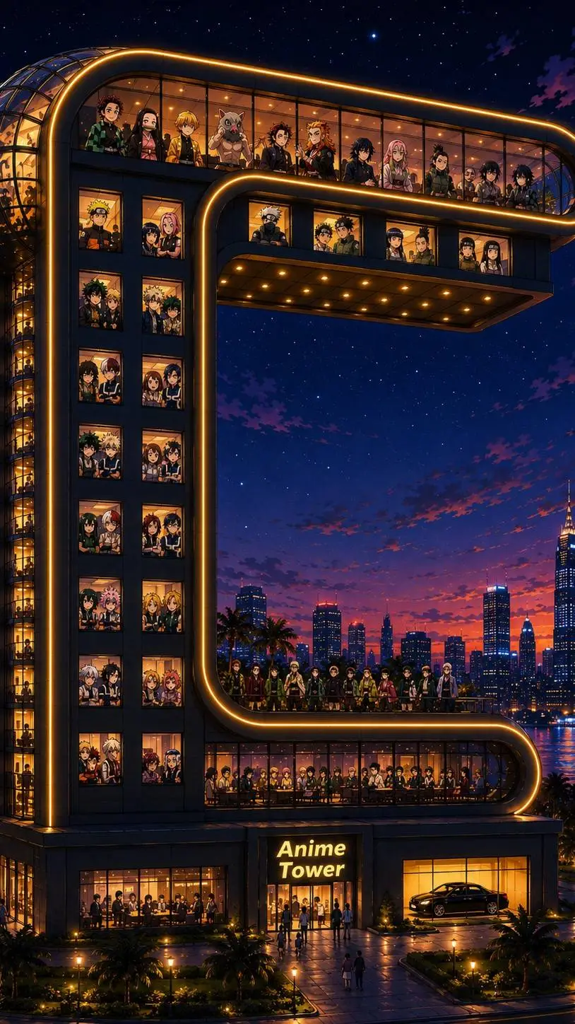 ai character: Anime tower background