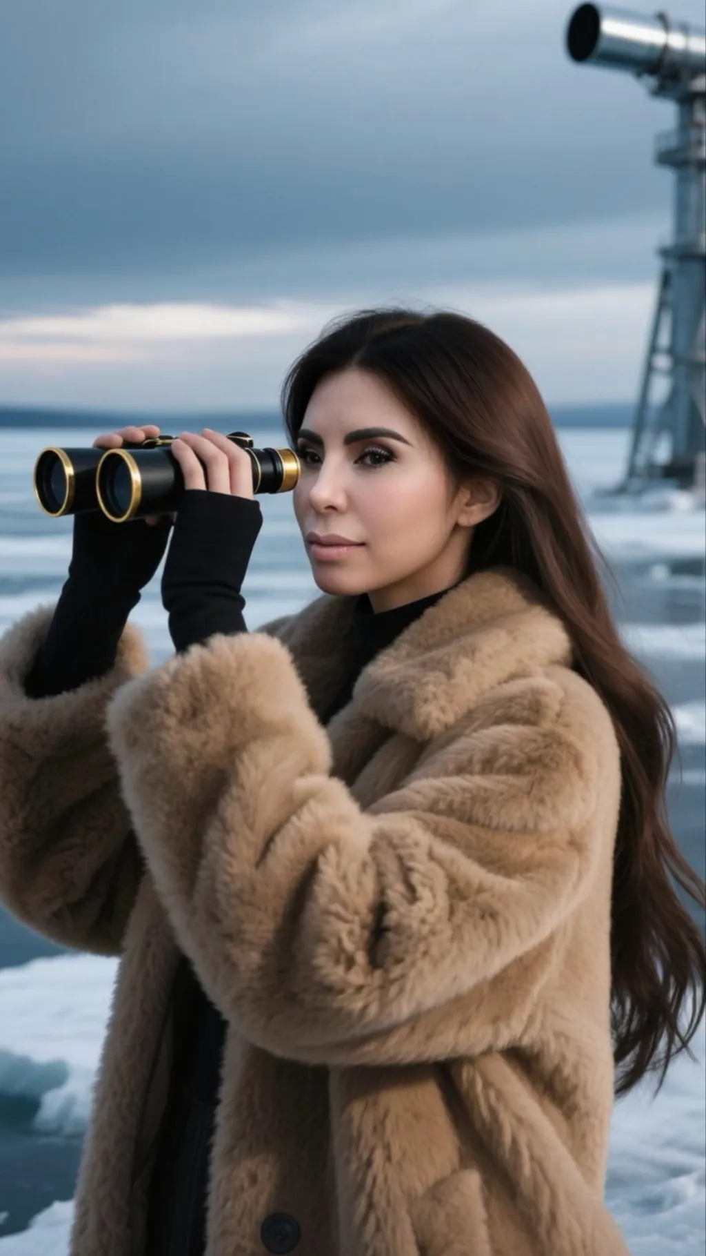 ai character: Kim K Flat Earth background