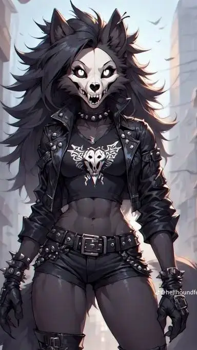 ai character: Flora "Goth" background