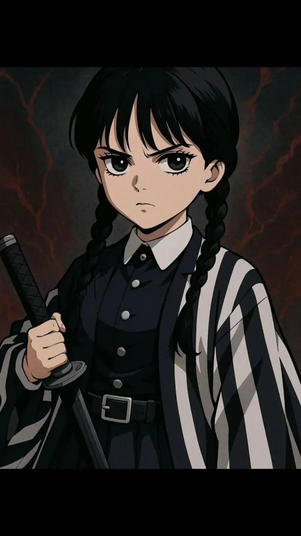 ai character: Wednesday adams  background