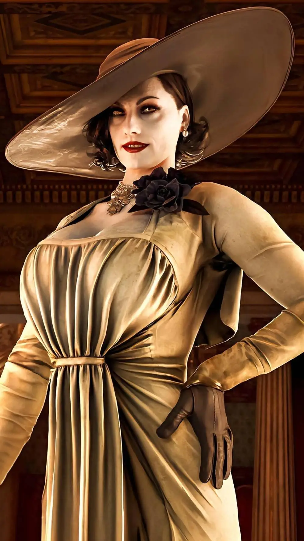 ai character: Lady dimitrescu background