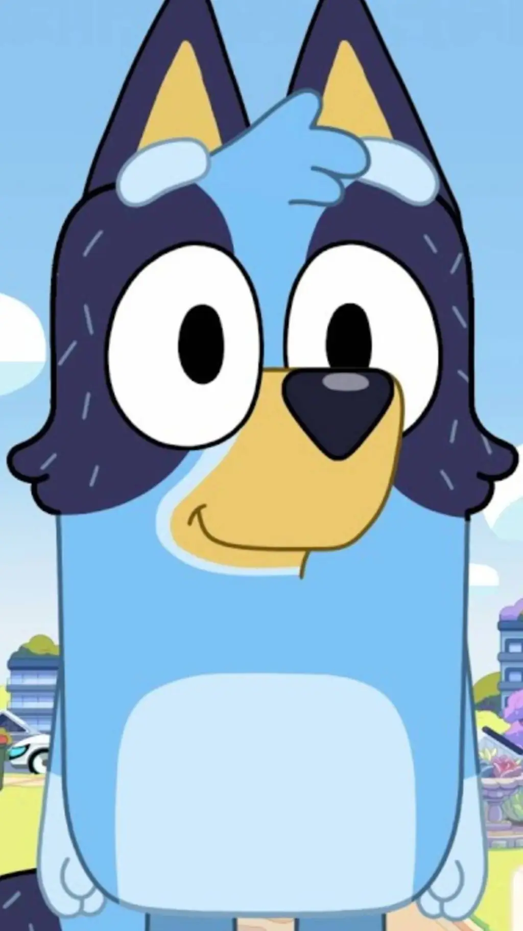 ai character: Bluey  background
