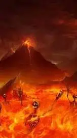 ai character: burning skeletons background
