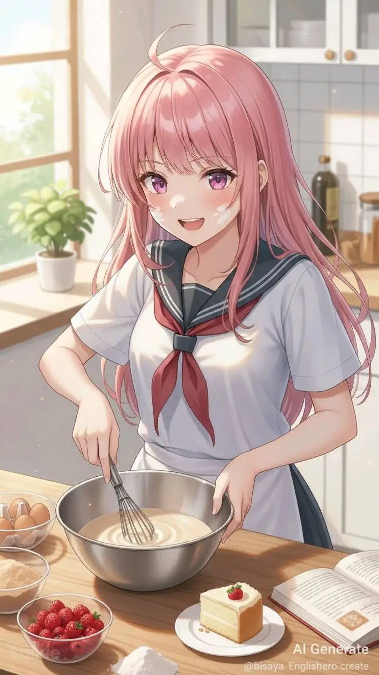 ai character: Miko is cooking background