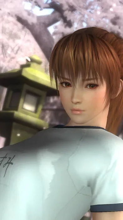 ai character: Kasumi in the city background