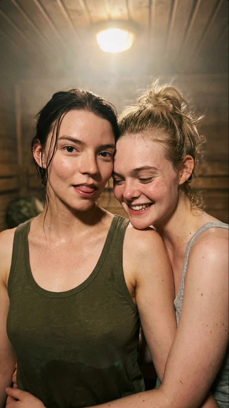 ai character: Elle Fanning bath background