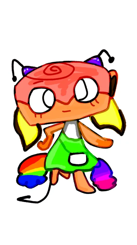 ai character: Docrea Rainbow background