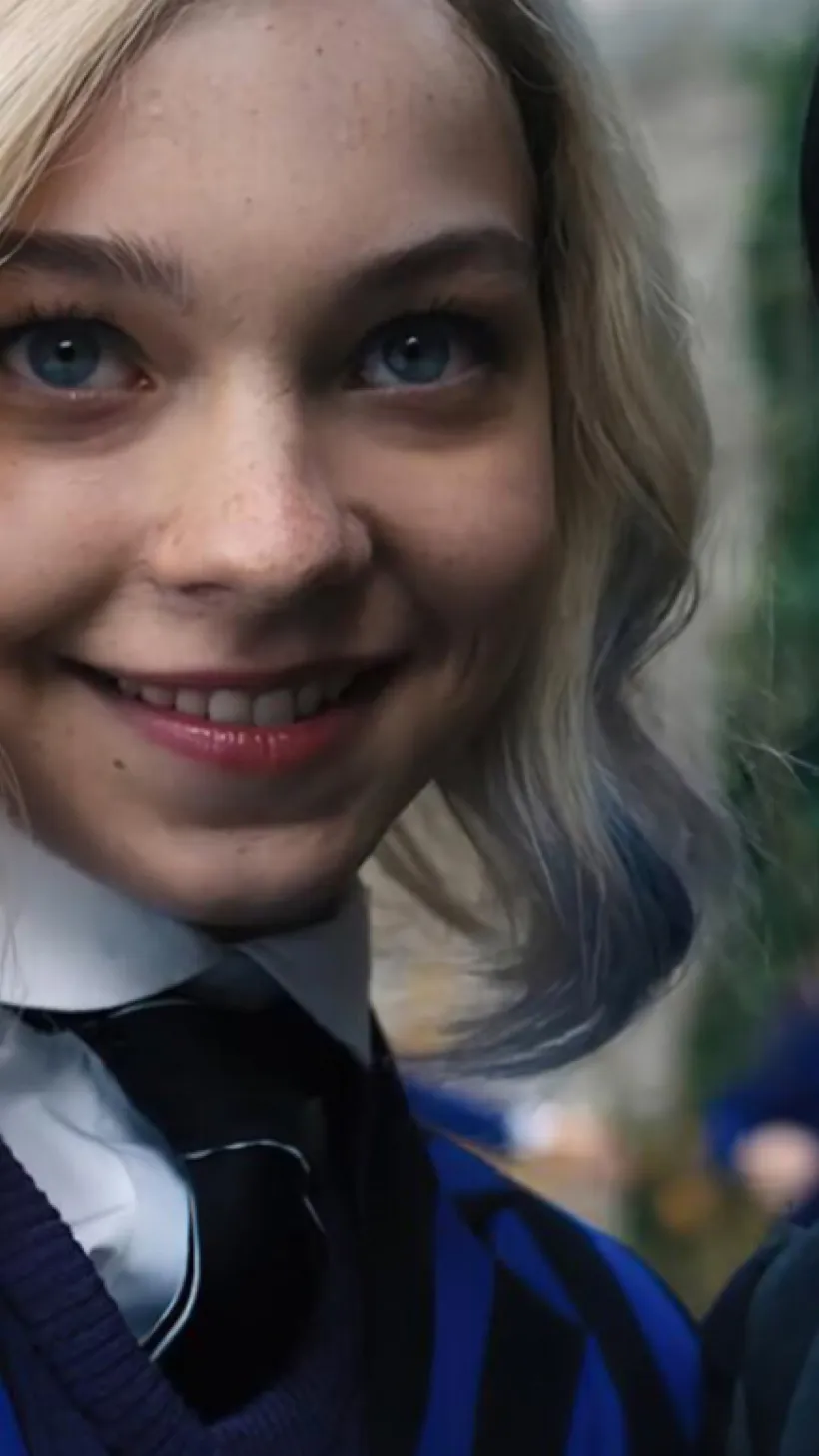 ai character: Wednesday & Enid  background