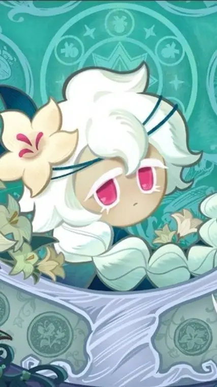 ai character: white lily cookie background