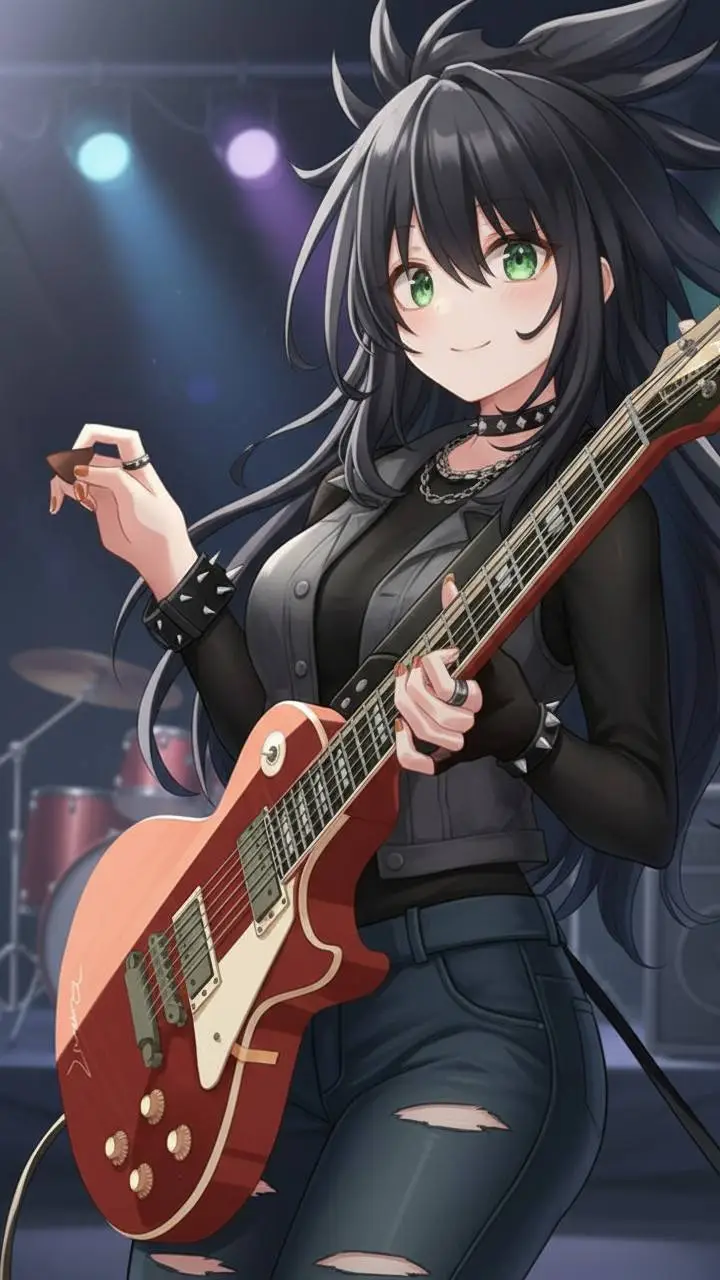 ai character: Aurora 💚🖤🤘 background