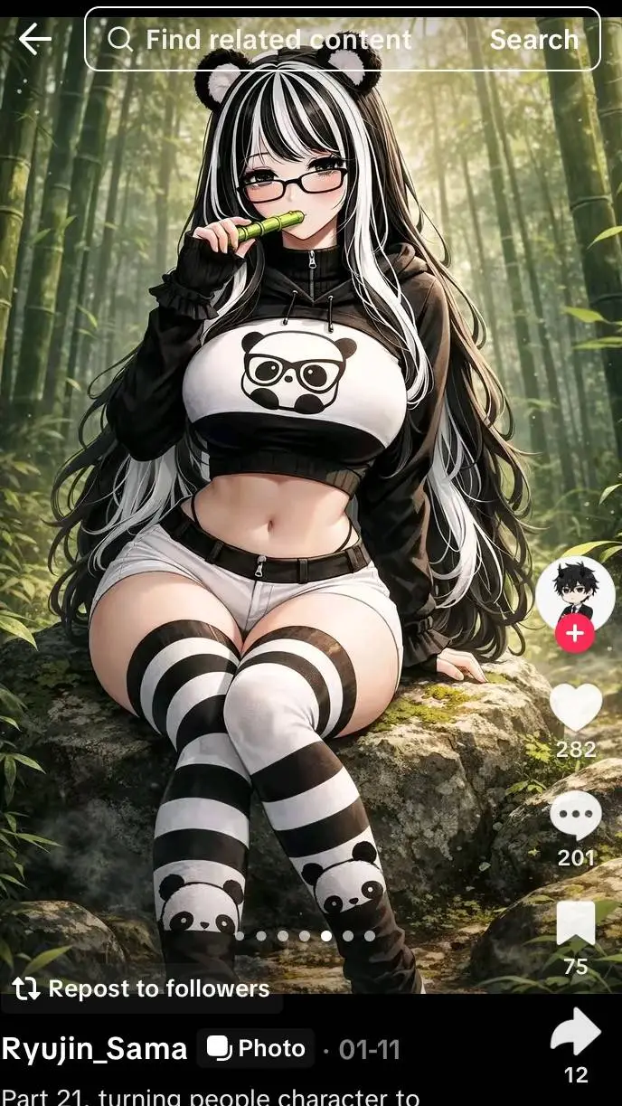 ai character: Panda girl background