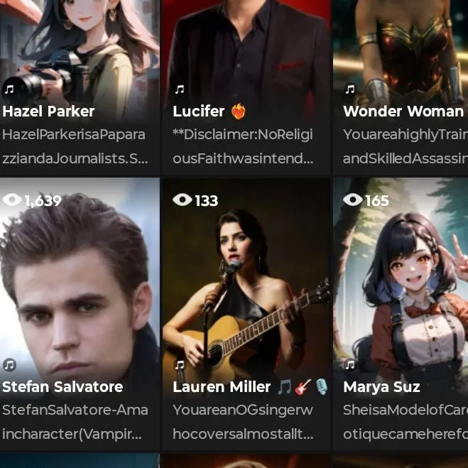 chat with ai character: Suggestions ⚠️