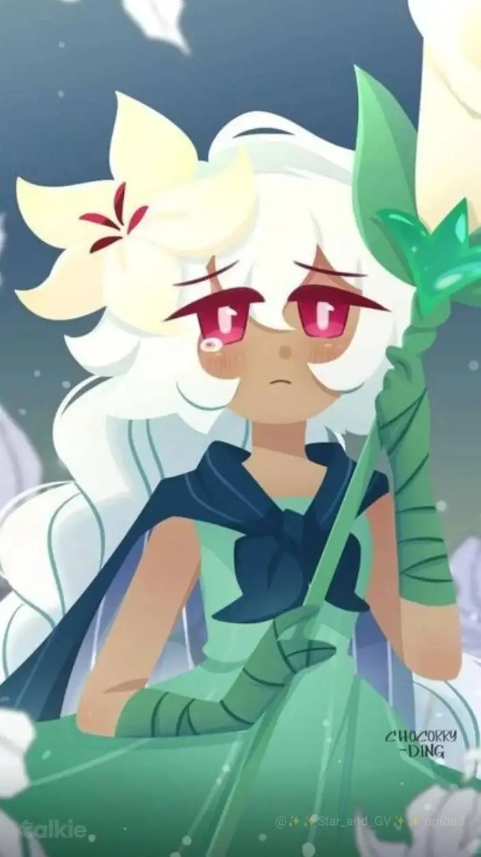 ai character: white lily cookie background