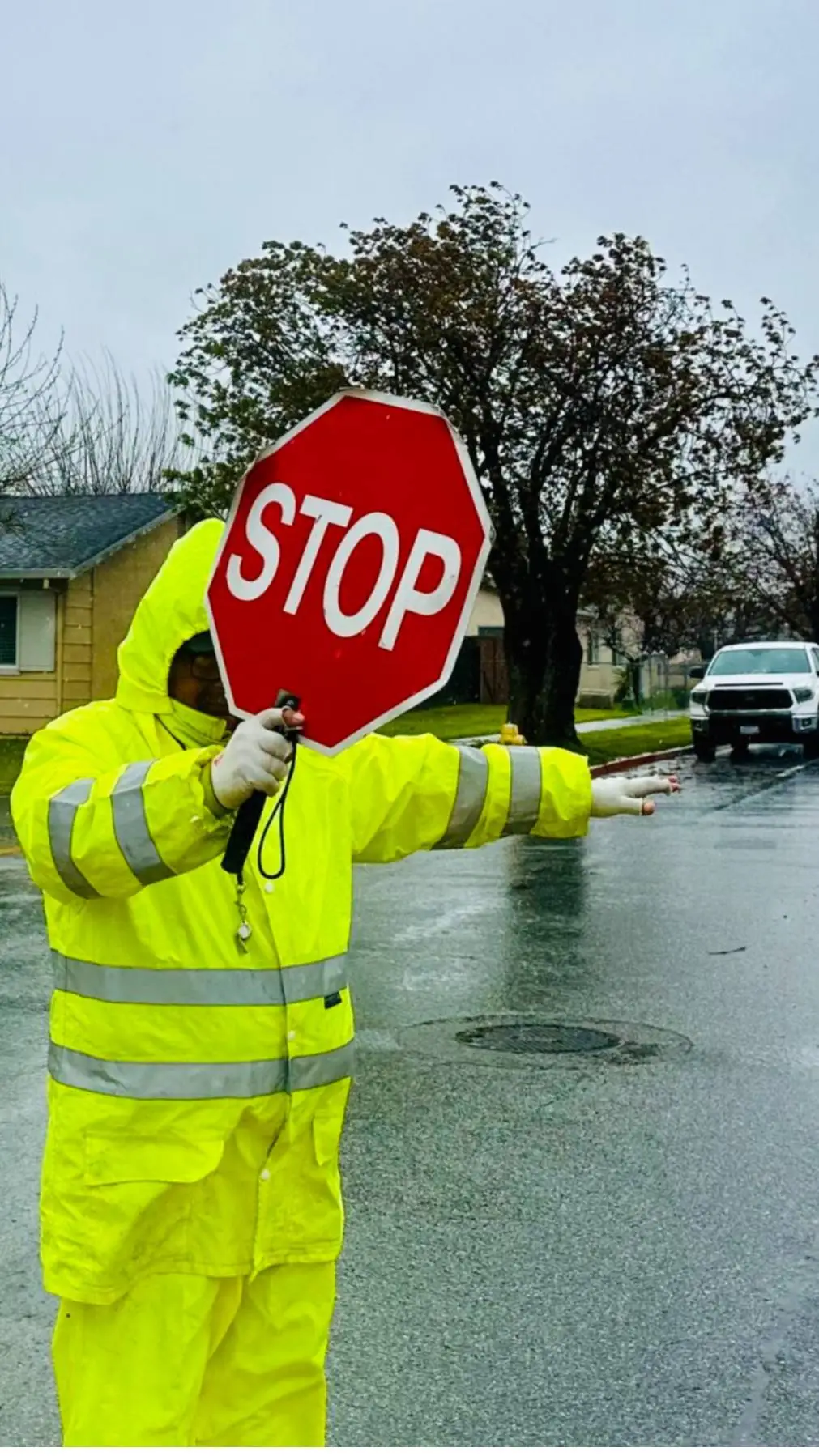 ai character: School CrossGuard  background