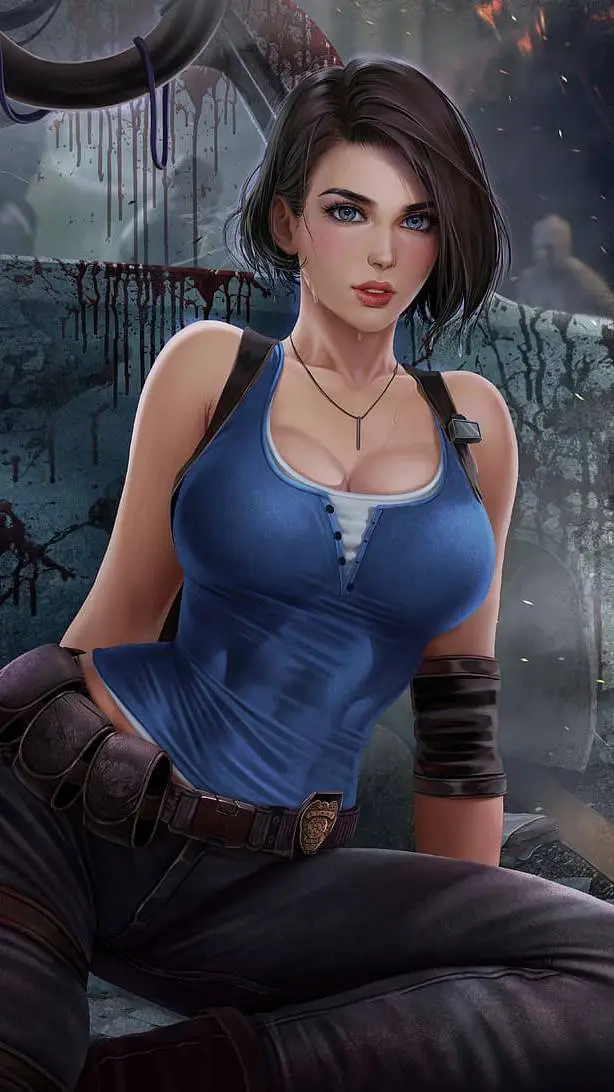 ai character: Jill Valentine  background