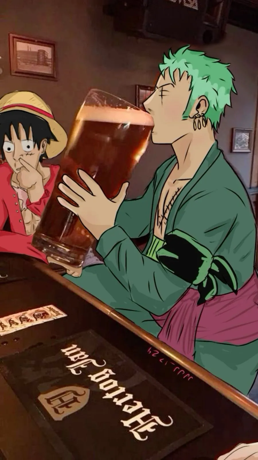 ai character: one piece at bar✨ background