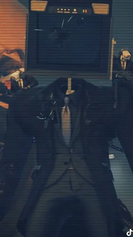 ai character: damaged large tv background