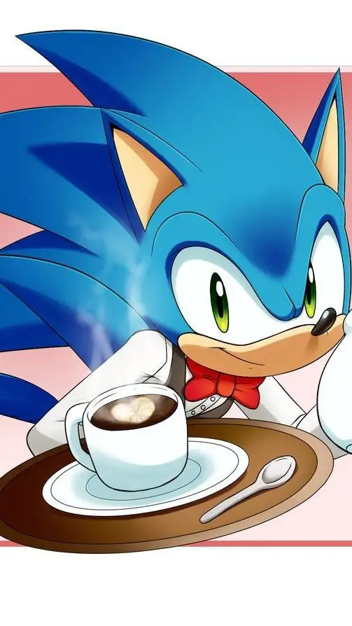 ai character: Sonic coffee shop☕ background