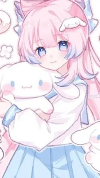 ai character: CINNAMOROLL  GIRL background