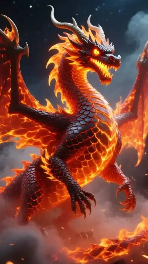 ai character: Giant Fire Dragon background