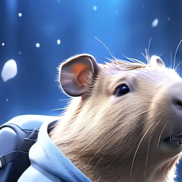 chat with ai character: capybara on snow
