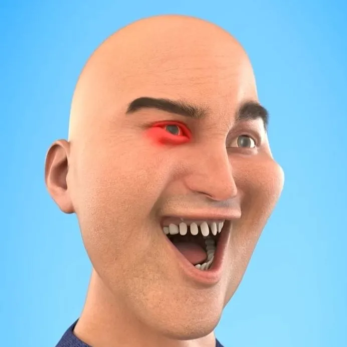 chat with ai character: Pink eye guy