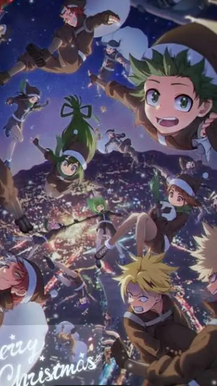 ai character: MHA Christmas background