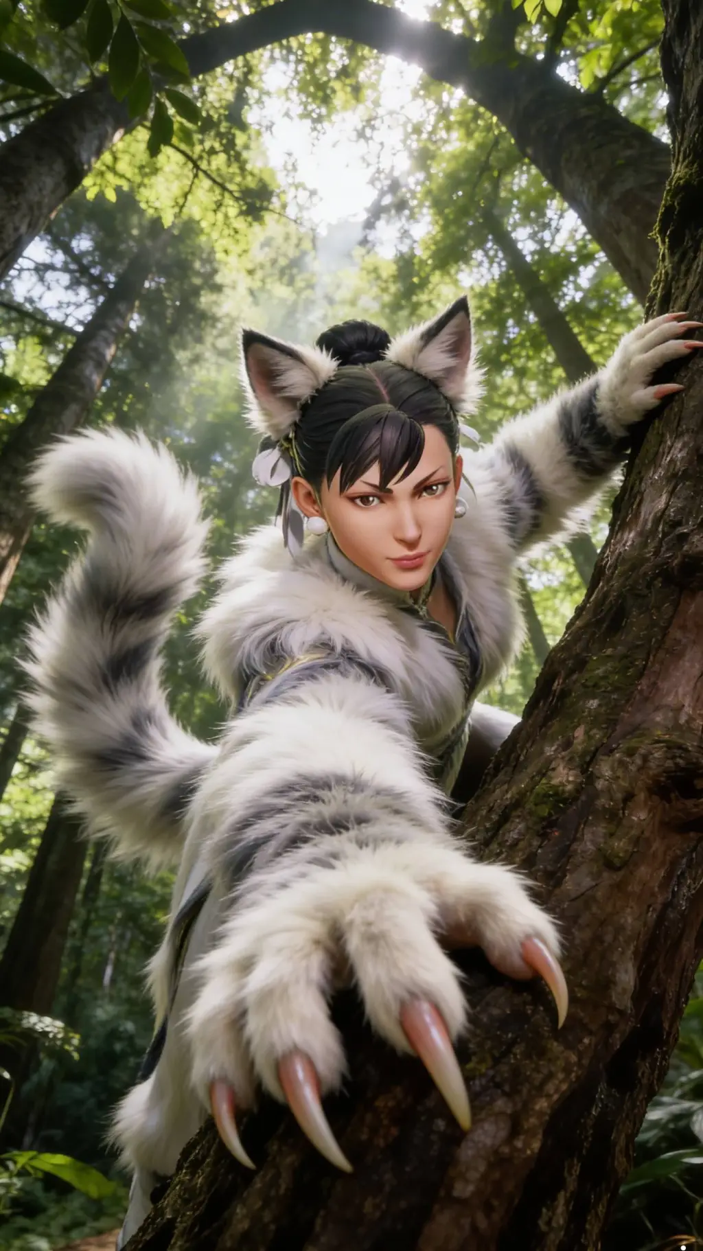 ai character: Neko Chun Li  background