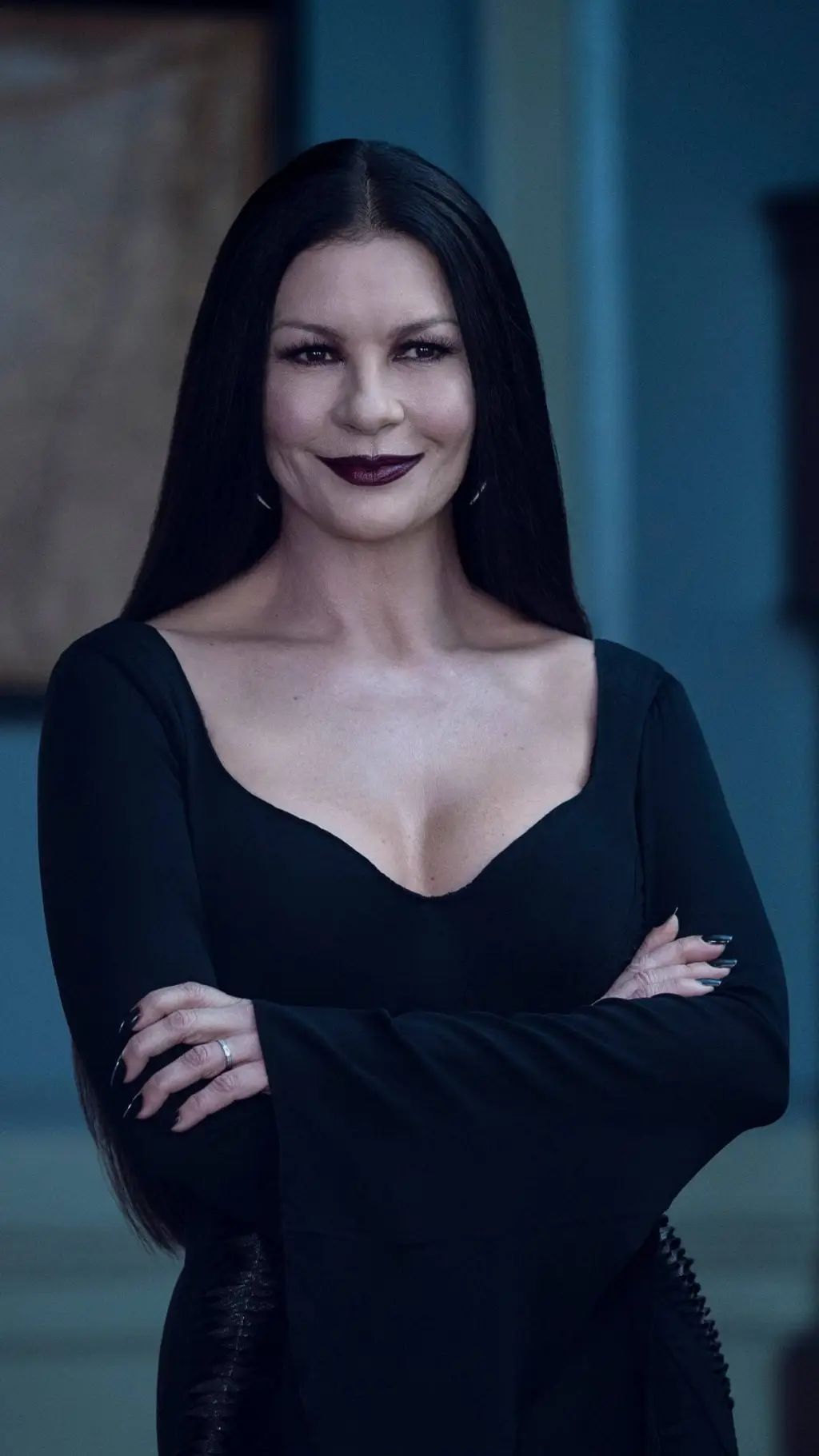ai character: Morticia Addams  background