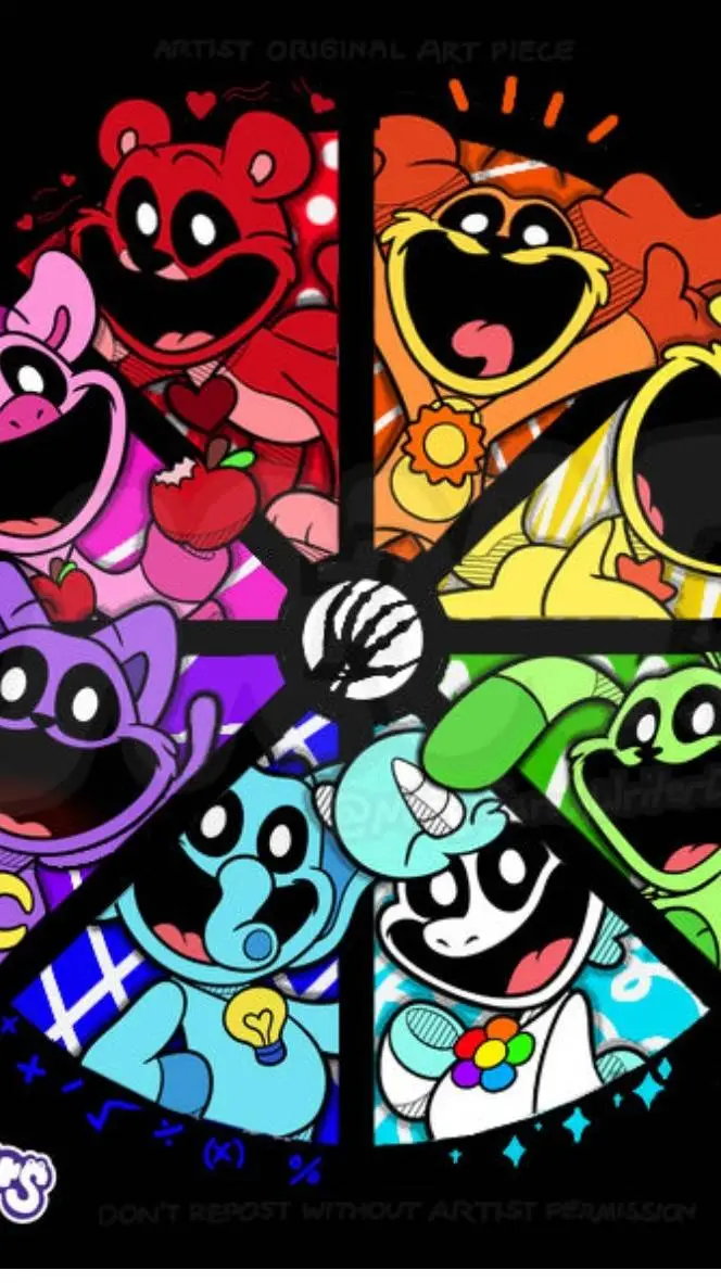 ai character: smiling critters background