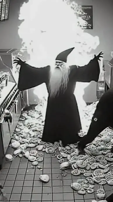 ai character: Burger king wizard background