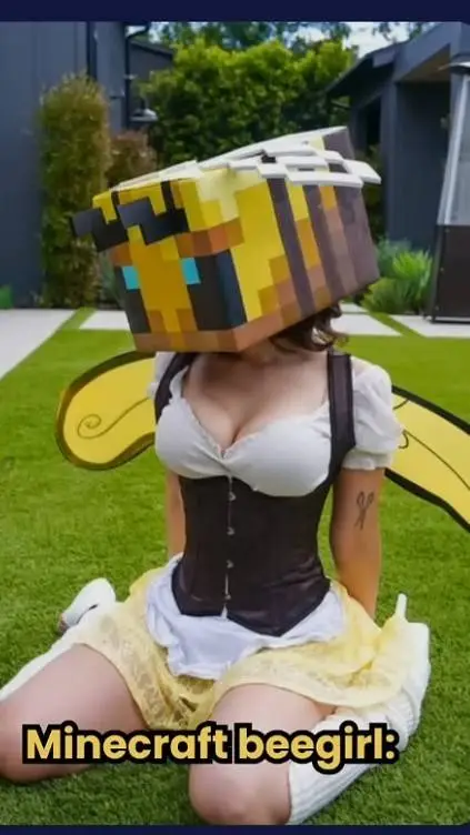 ai character: minecraft bee girl background