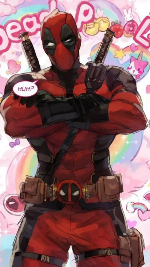 ai character: Deadpool 🖤❤️ background