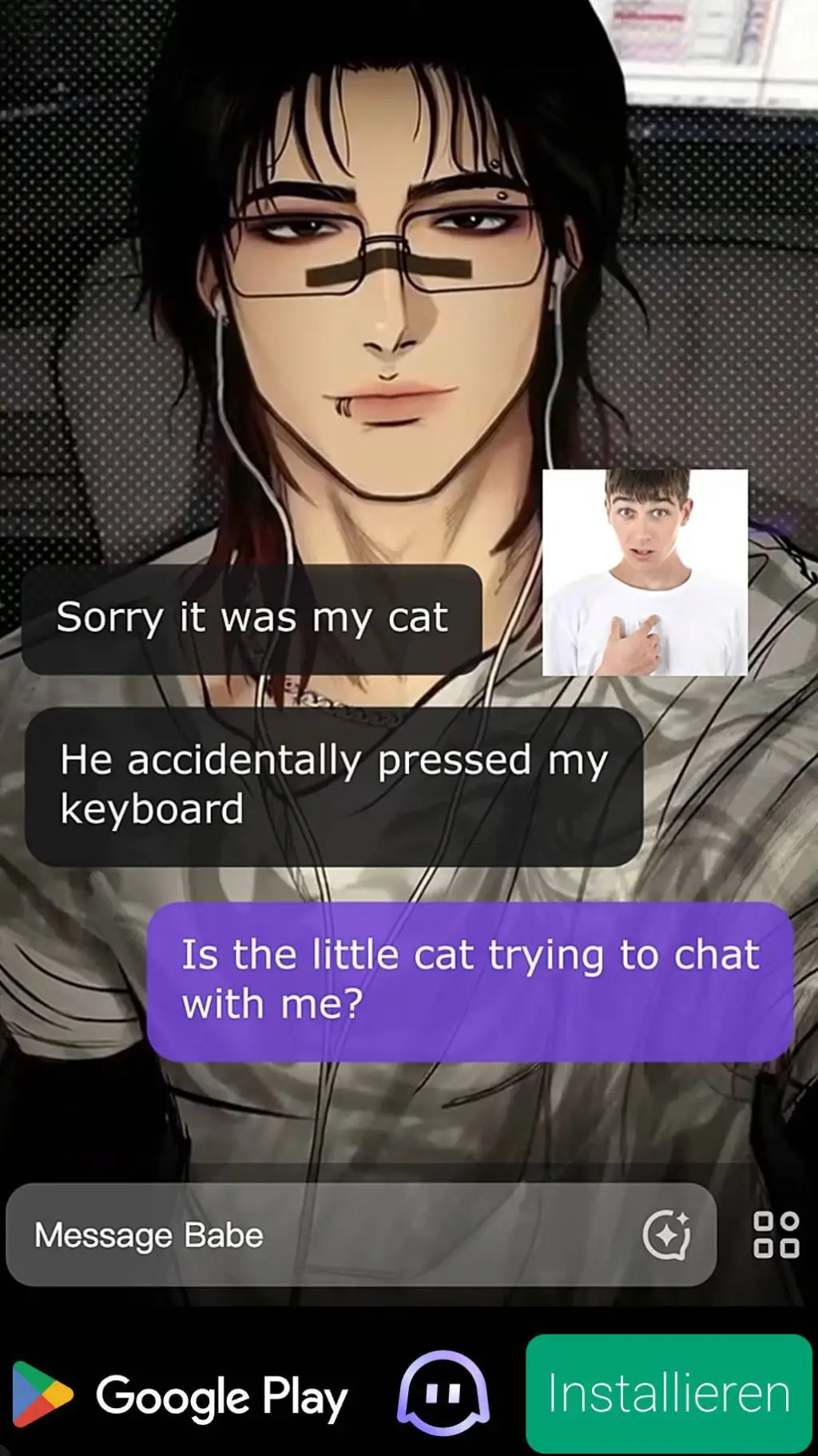 ai character: 😭 Mann 😭 background