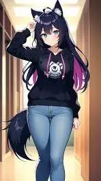ai character: lesbian cat girls background
