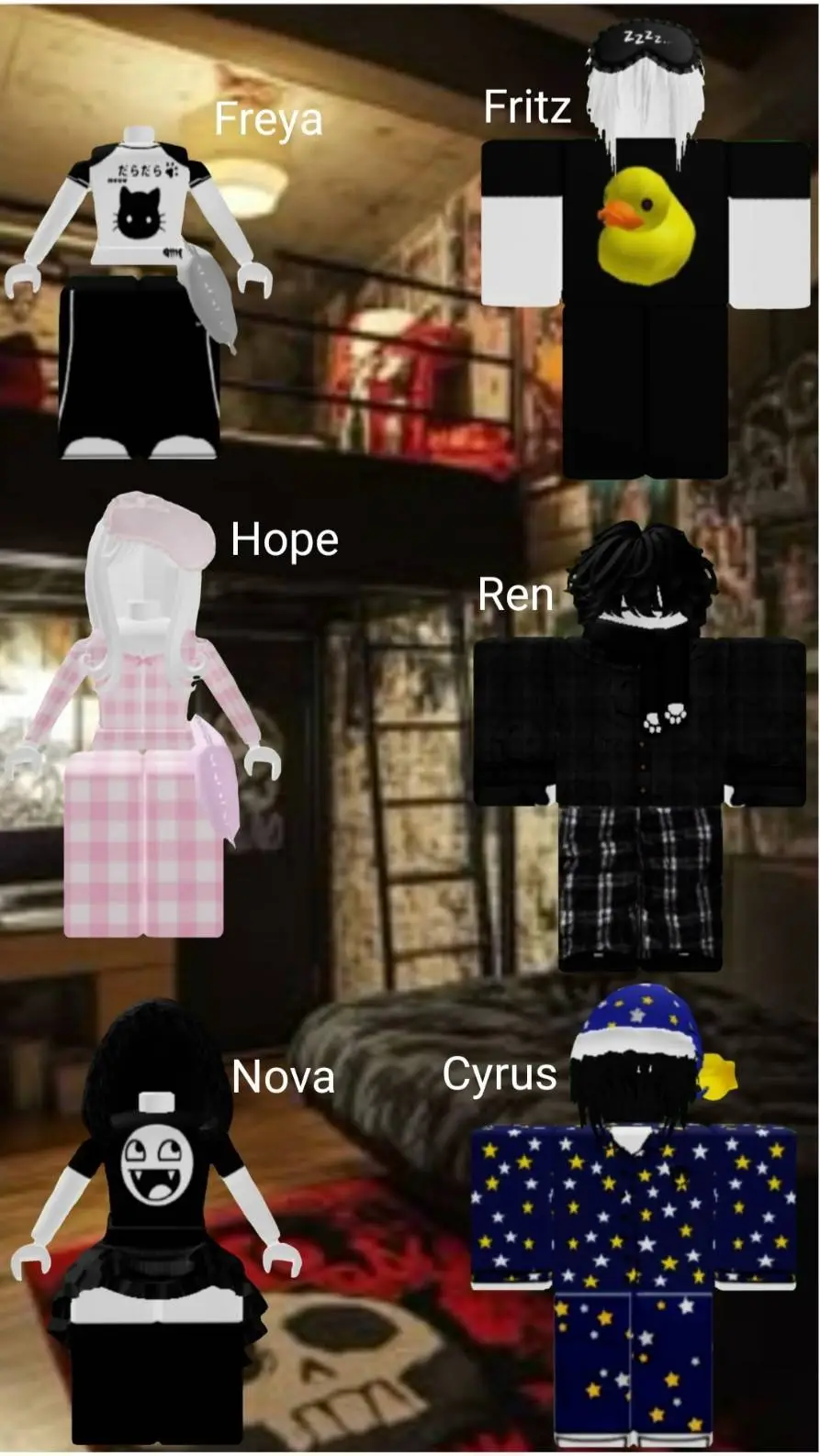 ai character: -Horror sleepover- background