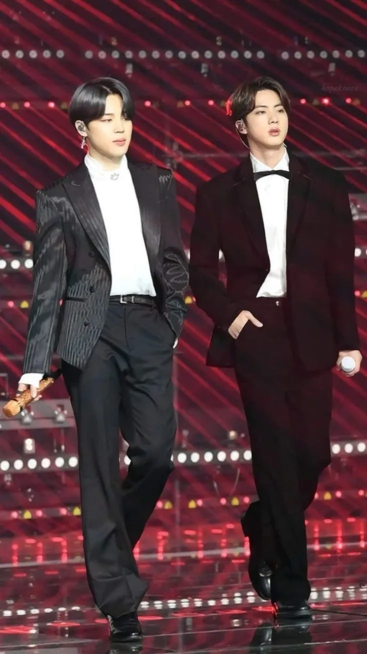 ai character: BTS Jin and Jimin  background
