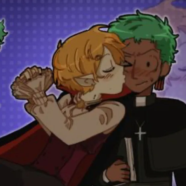 chat with ai character: Sanzo vamp au :3