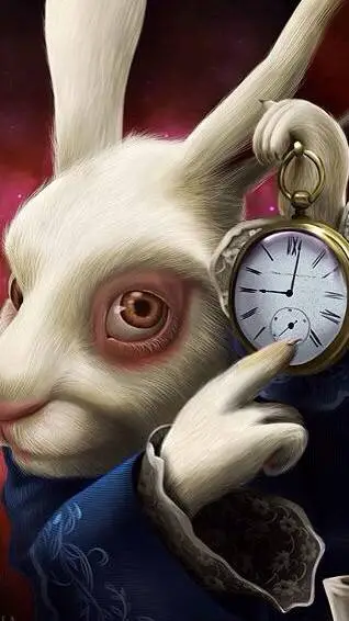 ai character: White rabbit  background