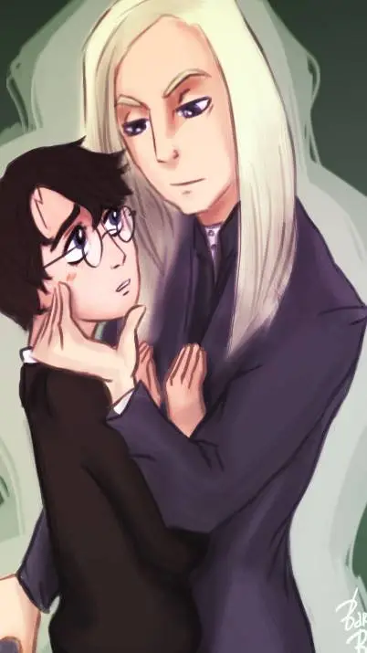 ai character: 💚🐍Lucius X Harry🦁🧡 background